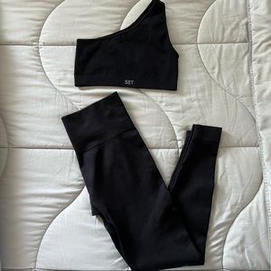 Set Active Sculptflex Ribbed One Shoulder Bra & Leggings